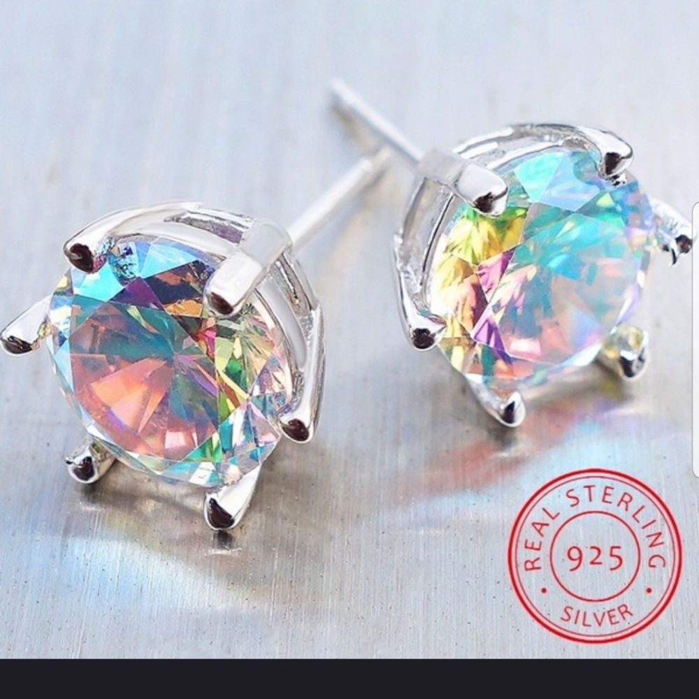 BREATHTAKING!!  Rainbow Topaz 925 Sterling Silver earrings